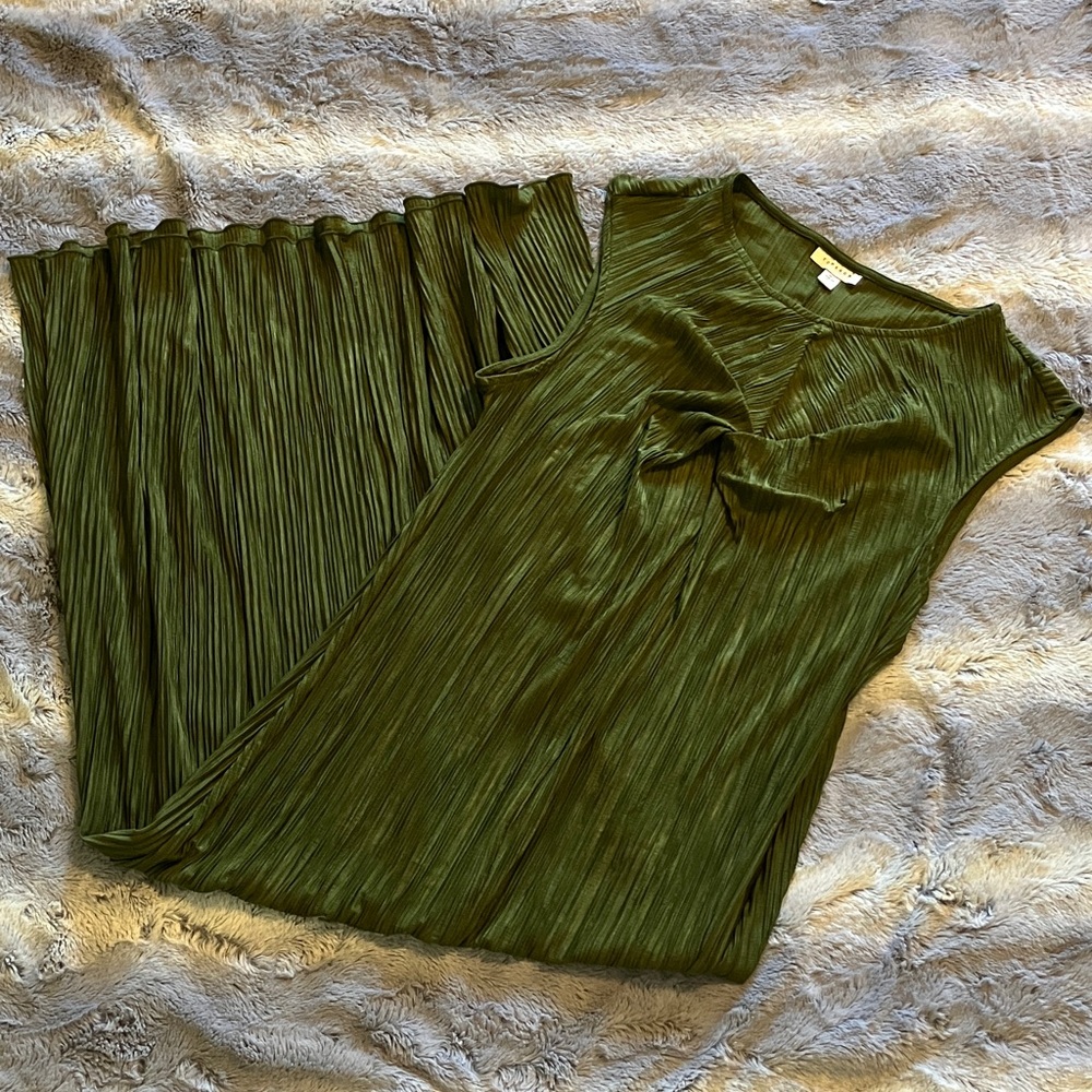 Topshop Olive Green Ribbed Dress